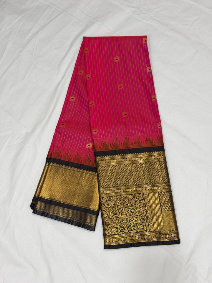 DHN-201 Stripes Big Border Gadwal saree - folded