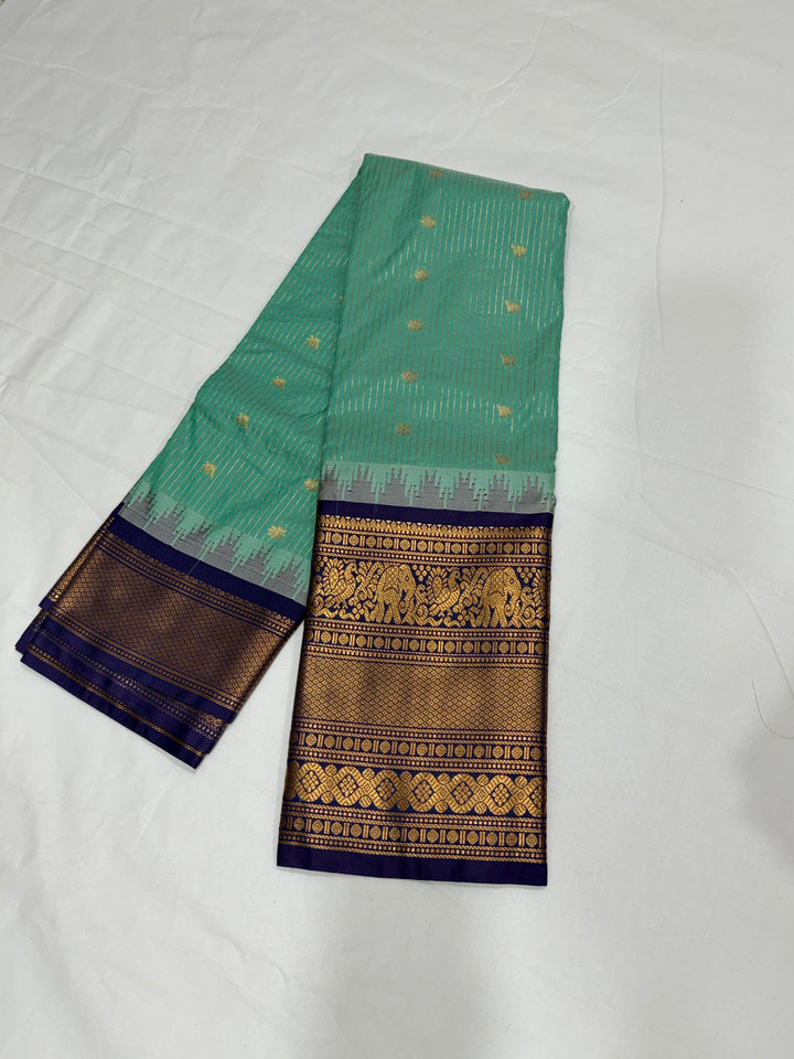 DHN-202 Stripes Big Border Gadwal saree - folded
