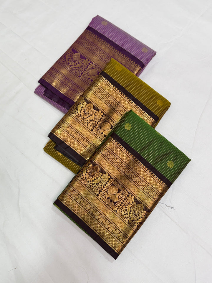 Stripes Semi-Silk Gadwal Saree (DHN-229)