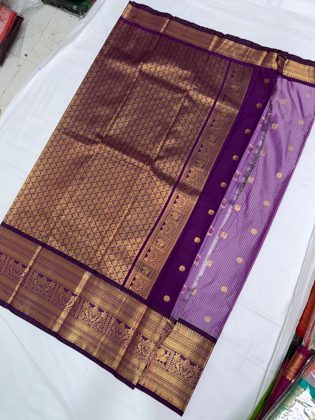 Stripes Semi-Silk Gadwal Saree (DHN-229)
