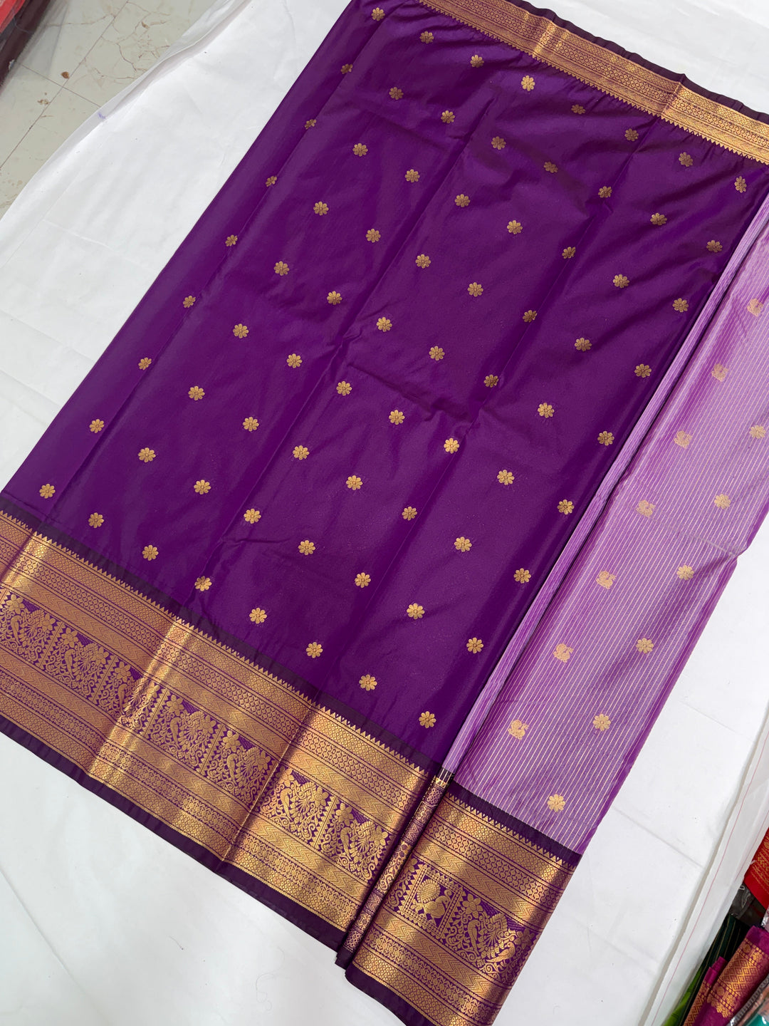 Stripes Semi-Silk Gadwal Saree (DHN-229)