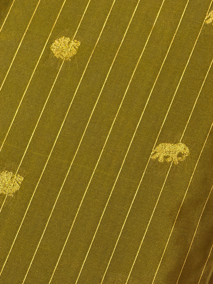 Olive Stripes Semi-Silk Gadwal Saree (DHN-236)