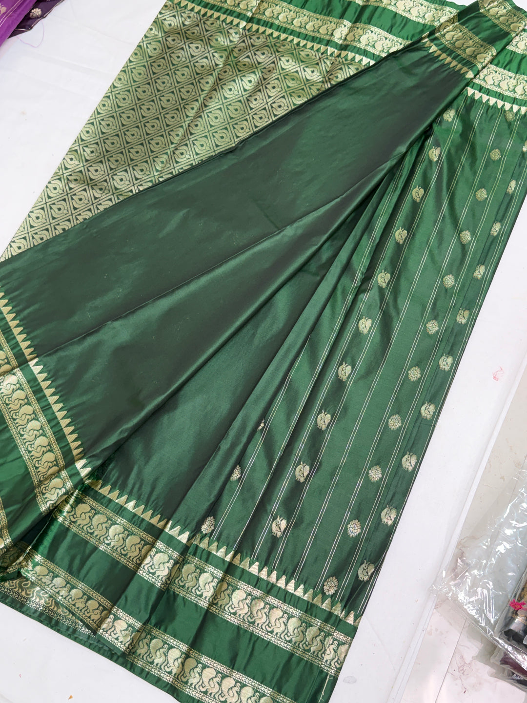 Dark Green Semi Gadwal Saree DHN-357
