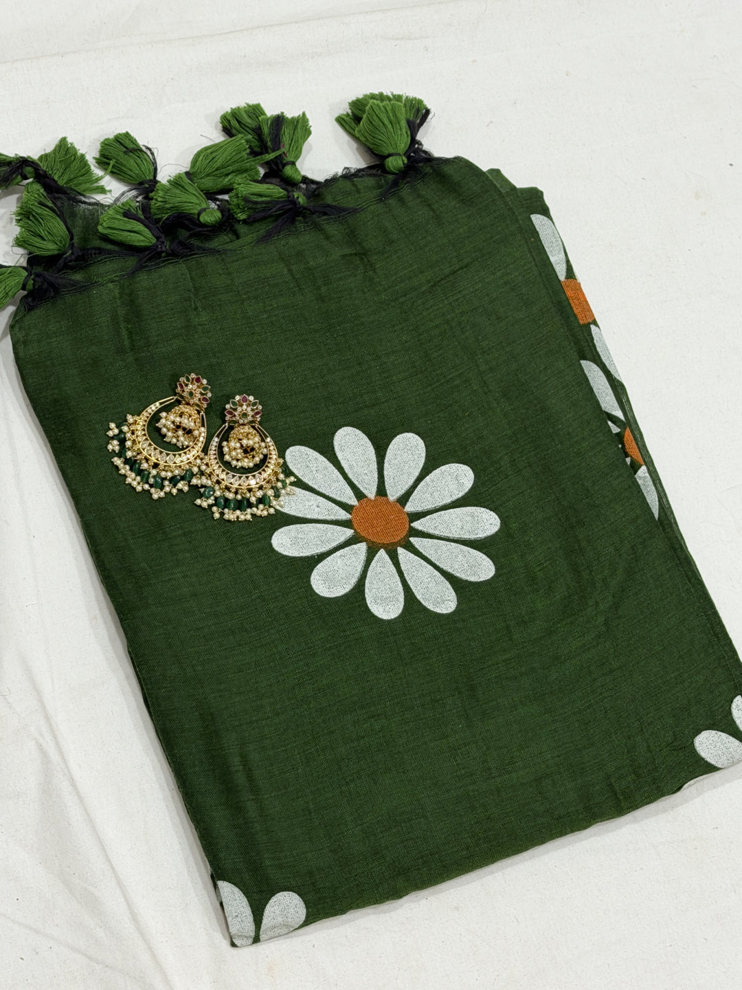 Sunflower Paint Khadi Cotton Saree (DHN-498)