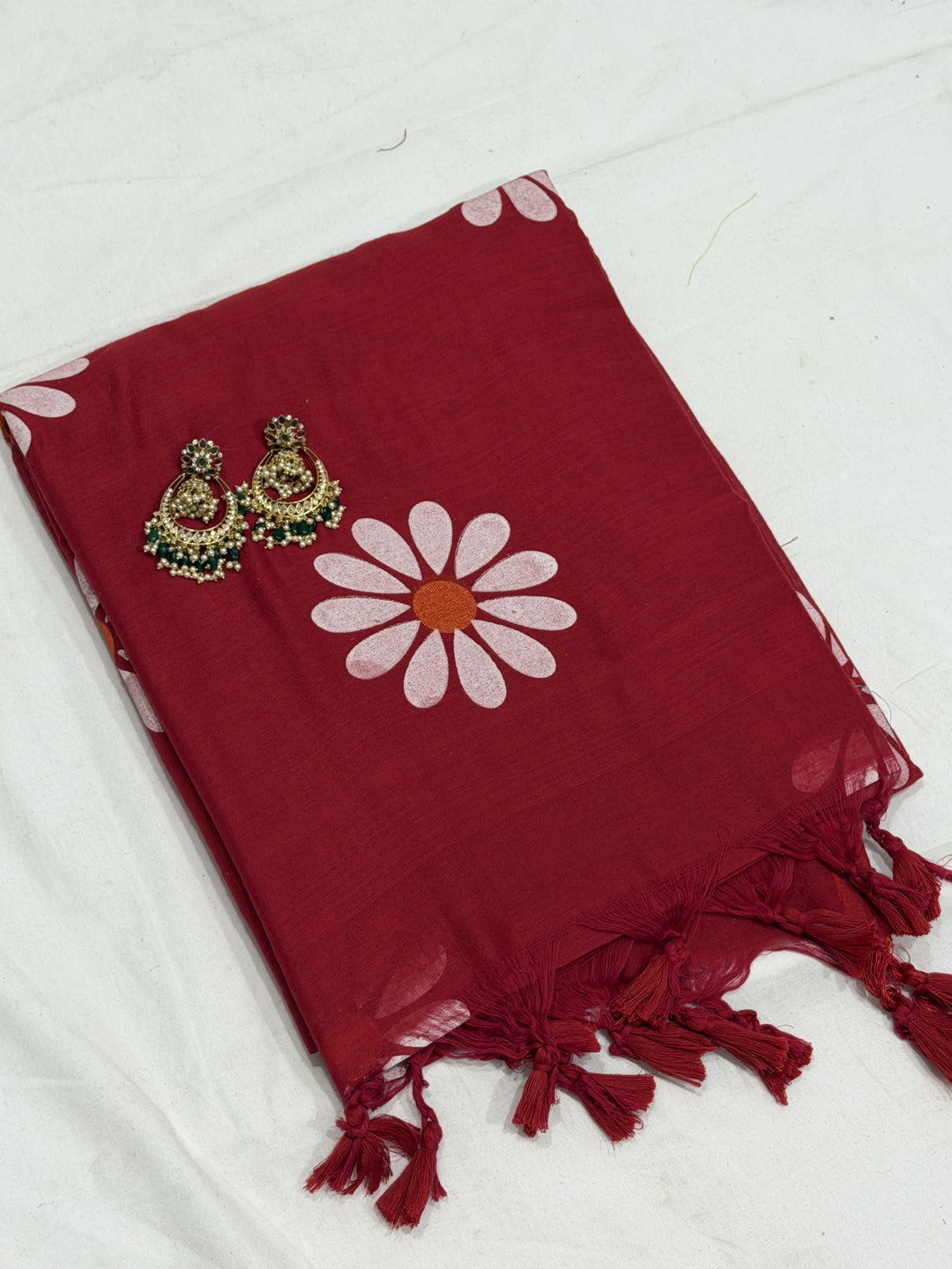 Sunflower Paint Khadi Cotton Saree (DHN-498)