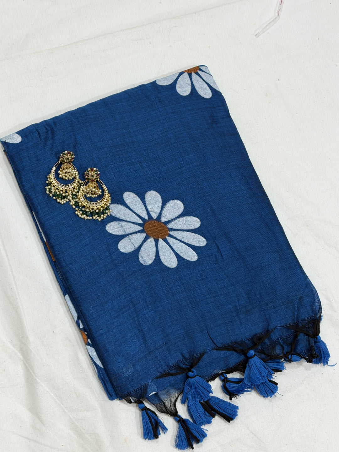 Sunflower Paint Khadi Cotton Saree (DHN-498)